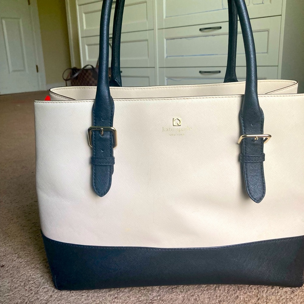 Cream and Black Leather Kate Spade Purse
